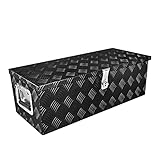 Alukiste, Alubox, Metallbox, Alukoffer, 560 x 330 x 254 mm, Werkzeugkasten Alu 14 L aus massivem Riffel-Blech, mit Schloss und 2 Schlüssel, Transportbox Transportkiste Alu Kiste Glänzend Schw