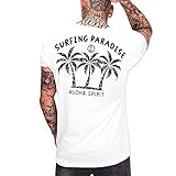 VIENTO Aloha Herren T-Shirt mit U-Ausschnitt (Weiß, L)