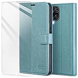 OCASE Hülle Samsung Galaxy A12/M12 Handyhülle [Gratis Panzerglas Schutzfolie] [Premium PU Leder] [Kartenfach] Flip Case Cover Schutzhülle Etui kompatibel mit Galaxy A12/M12 Klapphülle Minzgrü