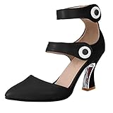 NMERWT Frauen High Heels Sommer Pumpt High Heels Schuhe Party Hochzeit Schuhe Schnalle Spitze Zehe dünne Absatzsandalen Zweireihige S