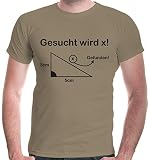 buXsbaum® Herren T-Shirt Gesucht Wird X | Pytagoras Mathematik Formel Winkelfunktion Dreieck | L, Beig