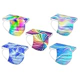 Pack of 50 Adult and Children Face Masks Disposable 3-Ply with Colourful Motif, Mouth and Nose Protection, Cartoon Print Cloths Breathable Mouth Scarf, Bandana Neckerchief Scarves for Men and W