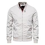 DaDuo Sweatjacke Herren Regular Fit Einfarbig Winddichte Jacke Herren Outdoor Camping Angeln Wasserfeste Jacke Herren Einfachheit Lassig Übergangsjacke Herren A-White XL