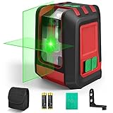 Kreuzlinienlaser, 30M Grün Laser Selbstnivellierend Linienlaser mit Einstellbare Helligkeit, 360° Umschaltbar, IP54 Staub & Wasserschutz, inkl Magnetfuß/Schutztasche/B