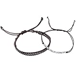 KELITCH 2pcsSet Dünn Seil String Und Kupfer Randstein Kette Freundschaft Armband - B