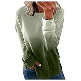 Gerenderte lockere Langarmshirts für Damen Temperament Sweatshirt Ombré Pullover Schlichtes und dezentes T-S