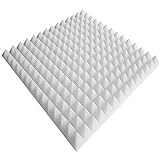 Pyramiden Noppenschaumstoff,Akustik Schaumstoff, Akustikschaumstoff, Pyramiden Akustik, Dämmung (49 x 49 x 3 cm, Weiß)
