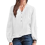 Damen FrüHjahr/Sommer Top Solid Color Button V-Neck Vintage S