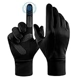 Handschuhe Herren Touchscreen Winterhandschuhe Winter Gloves Sporthandschuhe Damen Dünne Warme Laufen Fahrrad Fahrradhandschuhe (Schwarz Groß)