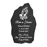 Schieferei Wilde Form - personalisierbare Grabtafel mit Gravur Betende Hände - schöne handgefertigte Schiefertafel aus 100% Naturschiefer zum Selbstgestalten (20 x 13 cm)