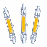 R7s 118mm LED Dimmbar, 3Stück 30W, 3000LM, Warm Weiß 3000K, AC 220-240V, 360° Abstrahlwinke, LED COB Birne Ersatz R7s LED-Halogenlampe, für Decken-Flutlicht-Lampe Wandlamp