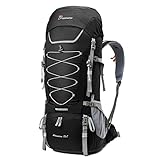 MOUNTAINTOP 75L Trekkingrucksack Wanderrucksack Reiserucksack Outdoor Rucksack mit Regenhülle Großer Rucksack für Damen H