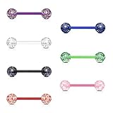 PunkJewelry Piercing Zungenpiercing Barbell Bioflex Glitzer 7er Set Bioflex (Flexibler Kunststoff)