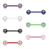 PunkJewelry Piercing Zungenpiercing Barbell Bioflex Glitzer 7er Set Bioflex (Flexibler Kunststoff)