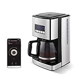 SYSYLY Filter-Kaffeemaschine,Smart WiFi Kaffeemaschine, silber / Edelstahl, 12 Tassen Karaffe, wiederverwendbarer Filter, kompatibel mit Alexa, Google, iOS, Android Wi-Fi und der Smart Life App