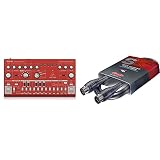 Behringer TD-3-RD Analog Bass Line Synthesizer with VCO, VCF, 16-Step Sequencer, Distortion Effects and 16-Voice Poly Chain & Stagg SMD2 E MIDI-Kabel (2m, DIN-Stecker-auf-DIN-Stecker)