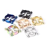 ZWFUN Edelstahl Runde Nicht Piercing Nippel Ring Schild Schmuck Nippel Klemmen Erwachsene Spiel für Paare Frauen und Männer(Silber/2 Stück)