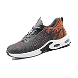 Wishes Arbeitsschuhe Herren Damen Sicherheitsschuhe s3 Leicht Stahlkappen Schutzschuhe Leicht Sportlich Atmungsaktiv Arbeitsschutzschuhe Unisex Anti-Smashing Anti-Piercing 708GreyOrange36