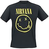 Live Nation Herren T-Shirt, Nirvana - Smiley, Schwarz (Black), S