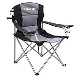 SONGMICS XL Campingstuhl, klappbar, mit gepolstertem Sitz, groß und komfortabel, Klappstuhl mit robustem Gestell, bis 150 kg belastbar, Outdoor Stuhl, schwarz GCB07BK, Gewebe, 102 x 70 x 104