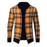 NHNKB Strickjacke Herren Fleecejacke Mit Reißverschluss, Gestrickt Cardigan Herren Strick-Jacke Herbst Winter Übergangsjacke Stricken Sweatjack