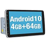 Vanku Android 10 Autoradio mit Navi 64GB+4GB 10 Zoll Unterstützt Qualcomm Bluetooth 5.0 DAB + Android Auto WiFi 4G USB MicroSD Doppel D