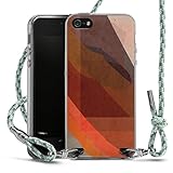 DeinDesign Carry Case kompatibel mit Apple iPhone 5s Hülle mit Band Handykette zum Umhängen hellgrün Welle Vintage R