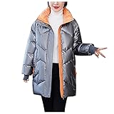 Eaylis Damen Mode-Oberbekleidung Lange Baumwoll-wattierte Jacken Tasche Glossy Zipper Coats, Leichte Daunenjacke Mit Kapuze Steppjacke Softdaunenjacke Winterjacke Übergangsjacke Daunen Park