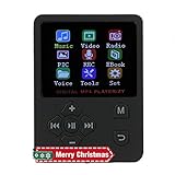 Diyeeni Portable Ultra Slim MP3 MP4 Player mit Kopfhörer, Multifunktion HiFi Musik Player mit 32G TF Karte, 1.8 Zoll Farbdisplay, FM Radio, Video, E-Book, 8H Laufzeit(SCHWARZ)