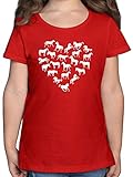 Tiermotiv Animal Print - Pferdeherz - 152 (12/13 Jahre) - Rot - Tshirt cool mädchen - F131K - Mädchen Kinder T-S
