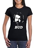 UZ Design Bud Spencer T Shirt Damen Kinder Weiß Schwarz Terence Hill 80er Jahre Filme Shirt, Damen - L