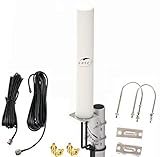 KASER 4G LTE Antenne Outdoor Externe Mimo Omnidirektional 698-2700 MHz SMA Stecker mit CRC9 TS9 Adapter kompatibel mit 4G Router Verstärkung bis zu 12 dBi Empfang über 15 km (2 x 10m Kabel)