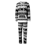 GFGHH Damen Jumpsuit Onesie Overall Einteiler Pyjama Schlafanzug Trainingsanzug Ganzkörperanzug Hausanzug Mit Kapuze & Reißverschluss Azteken Muster Jogging Kuscheliger Renntier- Eiskristalle M