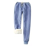 Damen Winter Jeans mit Fleecefutter Gefüttert Winterhose Straight Fleecehose Leicht Boyfriend Outdoor Warm Hohe Taille Leggings Jeanshose Frauen Dicke Skinny Thermo Jeanshose (Blue, XL)