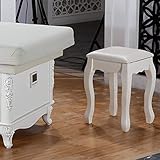 Youyijia Schminkhocker Holz Sitzhocker Polsterhocker Holzhocker Hocker Klavierhocker Barock für Schminktisch Weiß