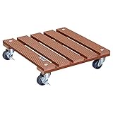 Wagner Pflanzenroller WPC 29 x 29 x 7,5 cm I Blumenroller für Außenbereich + Innenbereich I Kübelroller FSC® Wood Plastic Composite, Terracotta I 2 Feststeller I Tragkraft 80 kg - 20053001