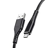 Micro USB Kabel 1M/3,3ft Schnellladegerät Android Ladekabel Handy Datenübertragungskabel Kompatibel mit Samsung S6 S5, LG G4 K40, Moto E4, MP3 und mehr Micro USB Geräten (Schwarz)