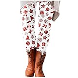 Weihnachten Leggings Mädchen Warme Fleece Hose Freizeithose mit Hirsch Druck Winter Gefüttert Plüsch Hosen Gemütlich Hausanzug Hose Winter Fleece Lange Hosen für Mädchen Treggings T