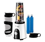 Russell Hobbs Mixer & Go Standmixer (400 Watt, 23.000 U/min, inkl. Kühlakkus, 2 BPA-freie & spülmaschinenfeste Tritan-Behälter 600ml), Ice-Crush, Profi Smoothie Maker, Horizon Boost 25161-56