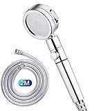 GAVAER Duschkopf,Handbrause 3 Strahlarten Hochdruck mit 2M PVC Schlauch,Duschbrause mit Stopp Taste Wassersparend, Universal Duschbrause Chrom, Für Badewanne und Dusche,Lebenslange G