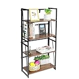 JIASHIQI 4 Stufe Bücherregal-Rack-Faltvorratsregale Vintage Bücherregalregal Lagerung Organizer Holz Metallrahmenmöbel (Color : A)