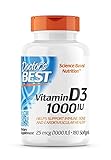 Doctor's Best, Vitamin D3, 1.000 IU, 180 Weichkapseln, Hochdosiert, Laborgeprüft, Ohne Gentechnik, Glutenfrei, Soj