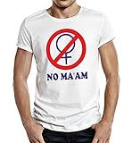 RAHMENLOS Original T-Shirt für den aktiven Al Bundy Fan: No Maam, Nr.1241,Weiß, M