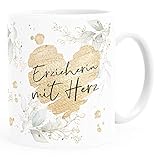 SpecialMe® Kaffee-Tasse [Wunschtext] mit Herz - soziale Berufe, Familie, Freunde kleines Dankeschön Geschenk Danke sagen Erzieherin weiß Keramik-T