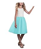 CLLA dress Mädchen Hochzeit Blumenmädchen Kleider Knielänge Partyskleid Kinderkleid Kommunionkleid Ballkleid(Aqua,5-6 Jahre)