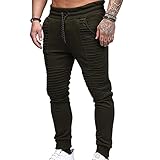 Briskorry Trainingshose Für Herren Sporthose Mit Plissiertem Reißverschluss Jogging-Hose Sport-Hose Fitnesshose Sporthosen Cargo Chino Jeans Hose Cargohose Chinohose Desig