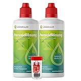 Lensdealer Peroxidlösung 2x 360ml Doppelpack + Behälter, Pflegemittel für weiche Kontaktlinsen Kontaktlinsenflüssigk