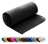 Polar Fleecedecke OekoTex 130x160 cm ca. 400g schwer mit Anti-Pilling und Kettelrand schw