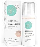 Cosphera Hyaluron Serum hochdosiert 50ml Vegan I Hyaluronsäure Konzentrat Microneedling geeignet I Anti Falten Creme für Augen, Gesicht, Hals & Dekollete Anti Aging Gel für Frauen und M