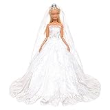Miunana Hochzeitskleider + Brautschleier, Braut Prinzessinnen Kleidung Kleider für 11,5 Zoll Mädchen Pupp